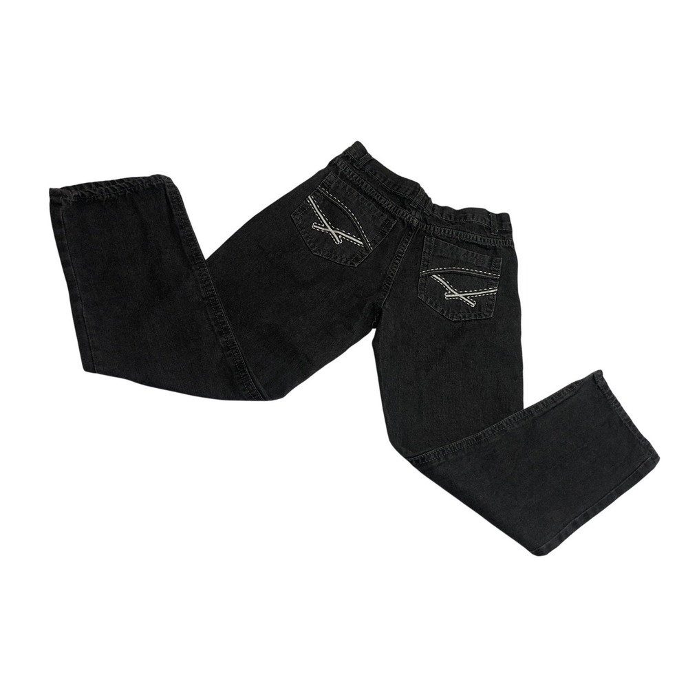 Indigo People Mens Black Straight Leg Denim Jeans Embroidered Pockets 34x30 - Picture 2 of 9